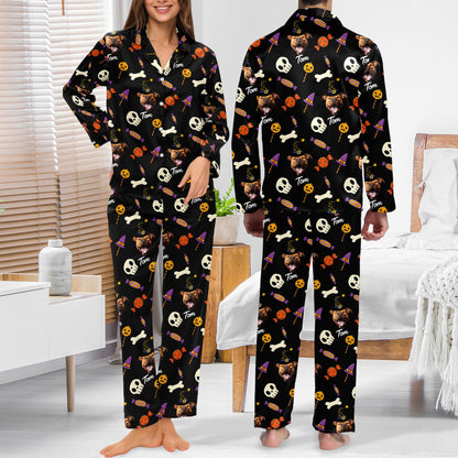 Personalized Pet Photo Halloween Pajamas Set, Custom Photo Halloween Outfit, Matching Halloween Pajamas Set, Halloween Costume Shirt
