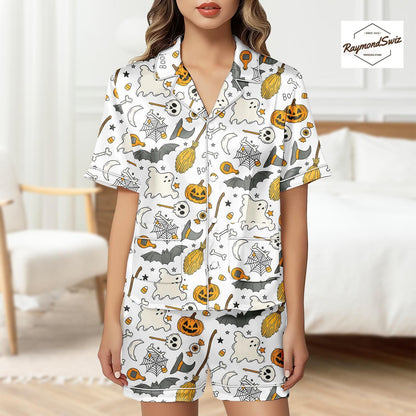 Haunted Halloween Pajama Set, Magic Boo Button Shirt PJs, Halloween Costume, Pumpkin Pyjama, Trick Or Treat