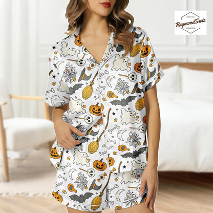 Haunted Halloween Pajama Set, Magic Boo Button Shirt PJs, Halloween Costume, Pumpkin Pyjama, Trick Or Treat