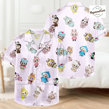 Labubu Monster Pajama Set, Matching Button PJs, Short Sleeve PJs, Labubu Merch, Cute Shorts