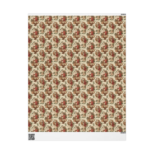 Vintage Christmas Santa Gift Wrap Holiday Gift Wrapping Paper Christmas Gift Wrap Xmas Christmas Vintage Victorian Roll Gift Wrap Paper