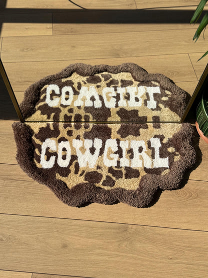 Handmade Cowgirl 3D Tufted Rug Leopard Print Western Carpet Retro Aesthetic Soft Floor Mat Country Girl Room Decor 75x40cm Gift Idea
