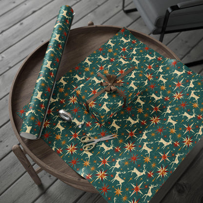 Christmas Wrapping Paper Roll - Festive Holiday Gift Wrap, Xmas Presents, Gift Packaging, Seasonal Decor, Red Green Winter Pattern