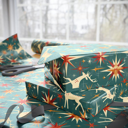 Christmas Wrapping Paper Roll - Festive Holiday Gift Wrap, Xmas Presents, Gift Packaging, Seasonal Decor, Red Green Winter Pattern