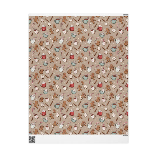 Christmas Wrapping Papers - Cookies Cream  Festive Holiday Gift Wrap, Xmas Present Packaging, Gingerbead Men Wrapping