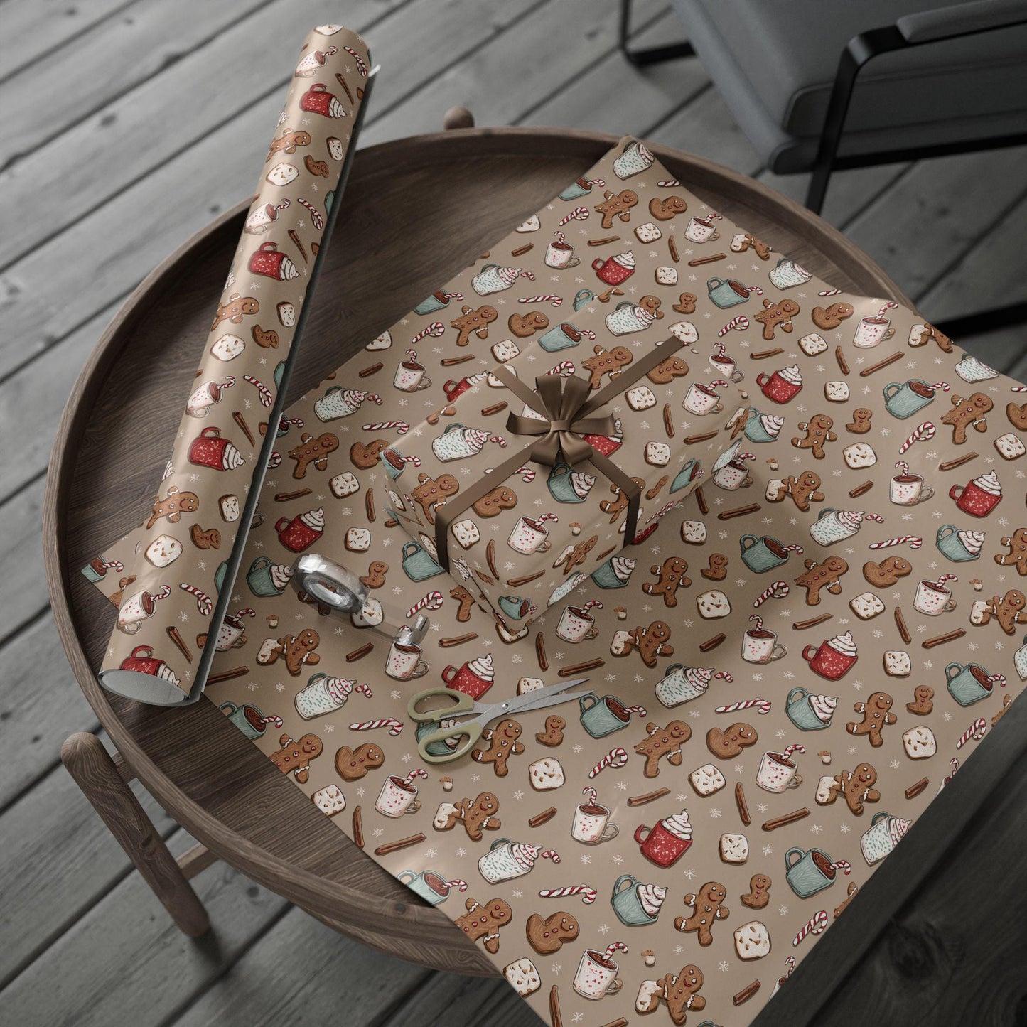 Christmas Wrapping Papers - Cookies Cream  Festive Holiday Gift Wrap, Xmas Present Packaging, Gingerbead Men Wrapping