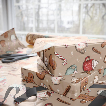 Christmas Wrapping Papers - Cookies Cream  Festive Holiday Gift Wrap, Xmas Present Packaging, Gingerbead Men Wrapping