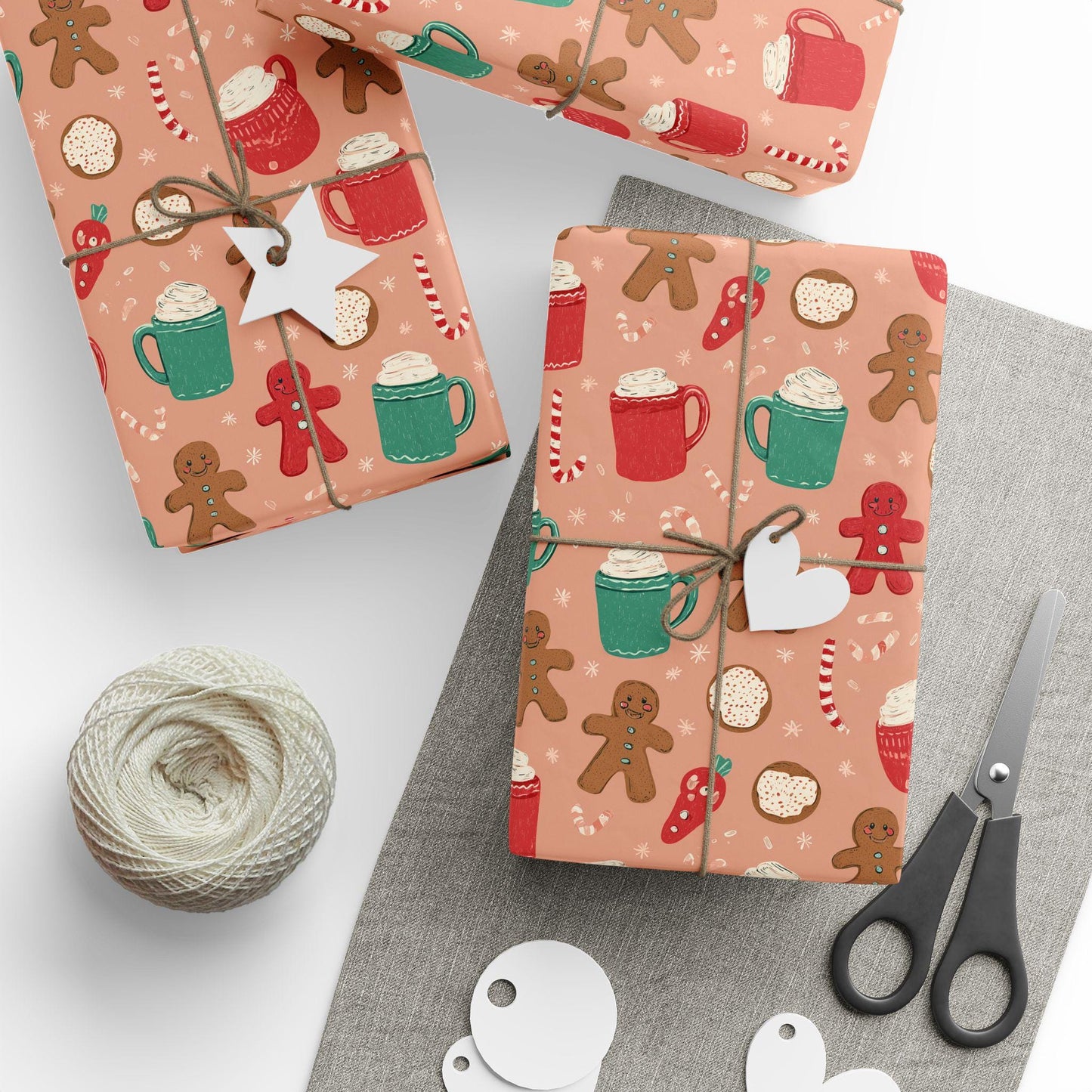Christmas Gingerbread Man Wrapping Paper, Festive Holiday Gift Wrap, Xmas Present Decoration, Xmas Paper Gift Packaging Roll