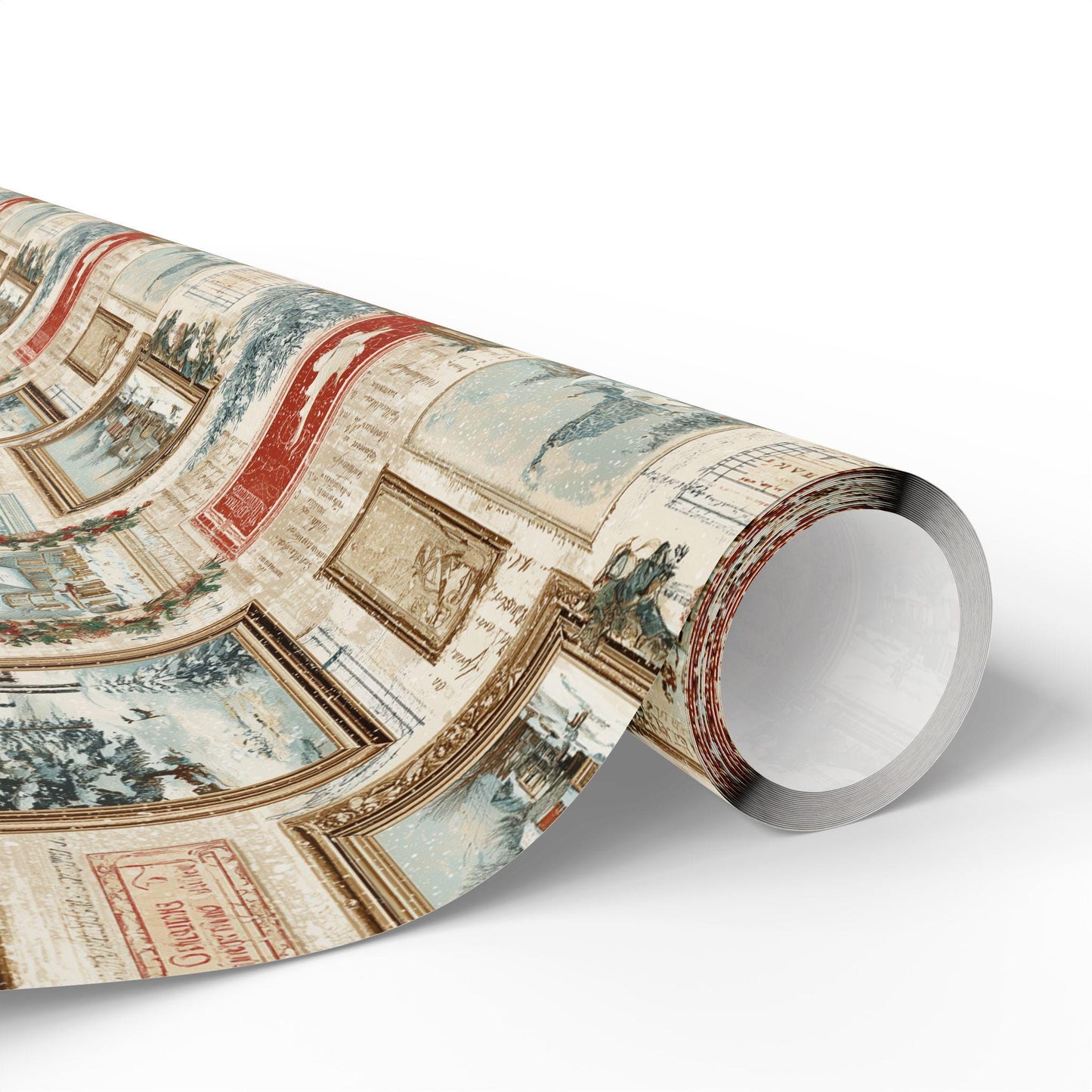 Wrapping Paper Vintage Christmas Postcard Gift Wrap Holiday Gift Wrapping Paper Christmas Gift Wrap Xmas Christmas