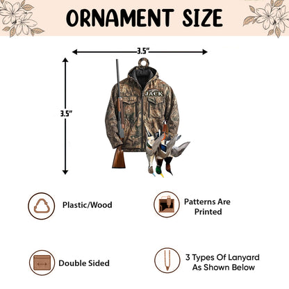 Personalized Hunting 2D Flat Ornament, Custom Duck Hunting Christmas Tree Ornament, Hunting Vest Christmas, Gift for Hunter, Dad, Husband