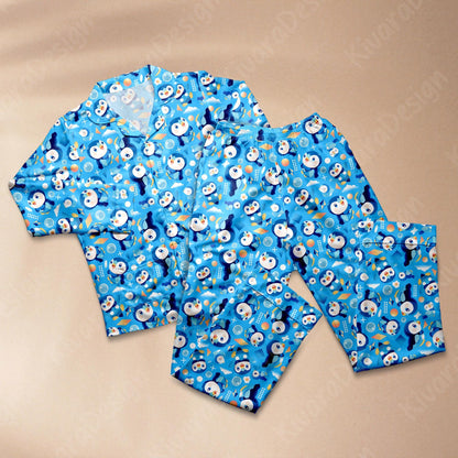 Piplup Pajama Set - Anime Kawaii Loungewear - Sleepwear for Fans - Comfortable Anime Fan