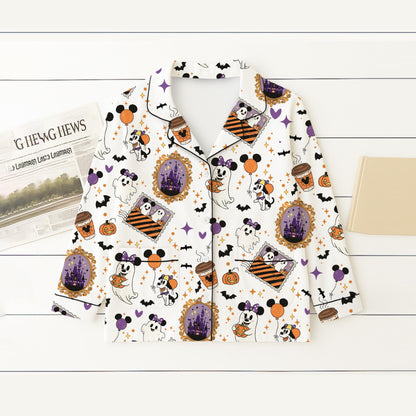 Halloween Mk Mn Ghost Pajamas Set, Halloween Mk Mn Mouse Sleepwear, WDW Cartoon Homewear, Magic Kingdom Nightwear, Cartoon Fan gift