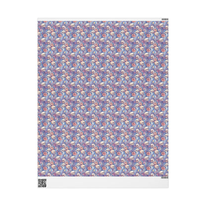 Pastel Goth Halloween Wrapping Paper Roll Watercolor Cute Spooky Ghost Bat Moon Stars Design #9