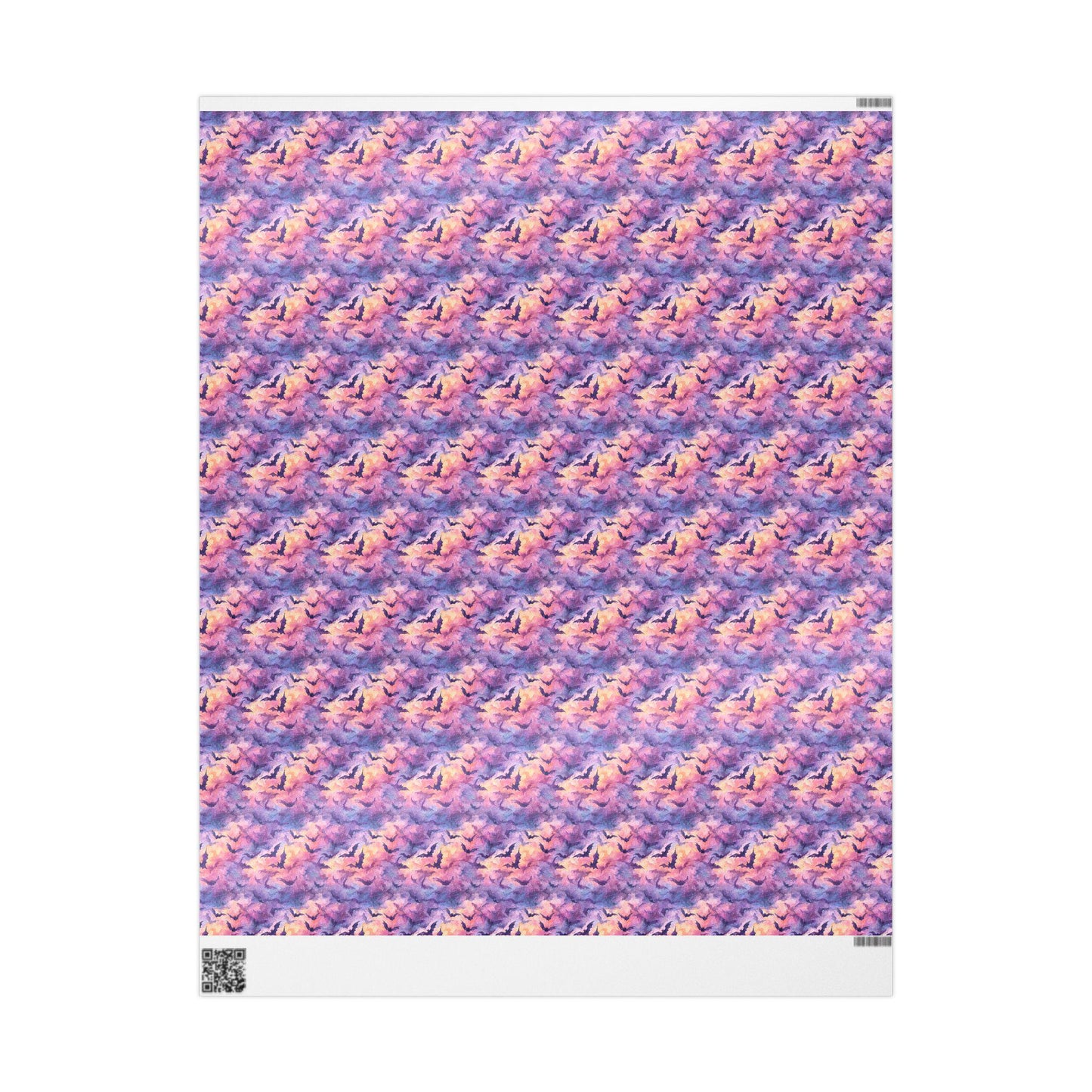 Pastel Goth Halloween Wrapping Paper Roll Watercolor Creepy Cute Ghost Bat Witch Starry Night Design #4