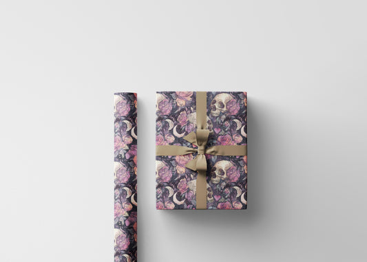 Pastel Goth Watercolor Wrapping Paper Roll Halloween Spooky Cute Alternative Goth Ghost Bat Print #7