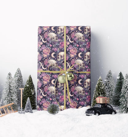 Pastel Goth Watercolor Wrapping Paper Roll Halloween Spooky Cute Alternative Goth Ghost Bat Print #7