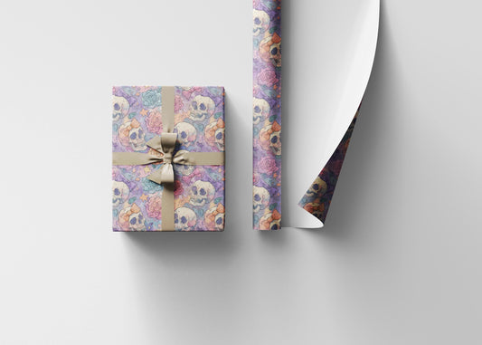 Pastel Goth Halloween Wrapping Paper Roll Watercolor Bats Ghost Skeleton Witchy Goth Desig-a553-40b4-8675-a175e13b2d38_3_wrapping_paper_fill