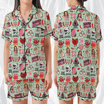 Smut Bookish Satin Pajama Set, Retro Spicy Book Sleepwear, Smut Readers Pajamas, Romance Novel Fans Pajamas, Spicy Romance Book Lovers Gift