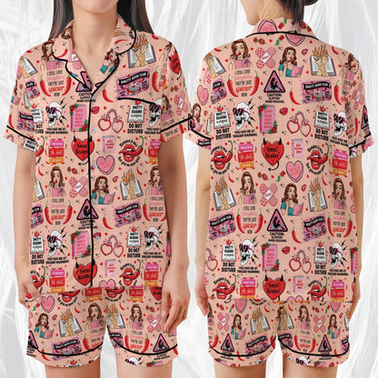 Smut Bookish Satin Pajama Set, Retro Spicy Book Sleepwear, Smut Readers Pajamas, Romance Novel Fans Pajamas, Spicy Romance Book Lovers Gift