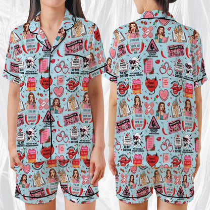 Smut Bookish Satin Pajama Set, Retro Spicy Book Sleepwear, Smut Readers Pajamas, Romance Novel Fans Pajamas, Spicy Romance Book Lovers Gift