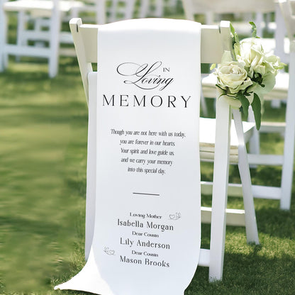 Personalized In Loving Memory Wedding Chair Sign, Memorial Banner for Ceremony, Personalized Remembrance Chair Cover, Wedding Tribute Decor