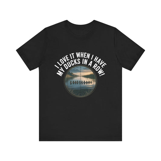 Playful Ducks in a Row Hunting T-Shirt - Mens Short Sleeve Tee, Funny Gift for Animal Lovers, Casual Wear, Birthday, Humor