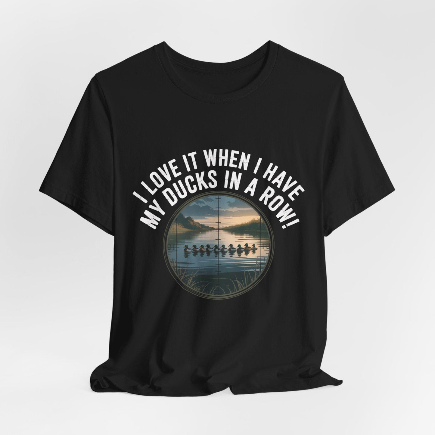 Playful Ducks in a Row Hunting T-Shirt - Mens Short Sleeve Tee, Funny Gift for Animal Lovers, Casual Wear, Birthday, Humor