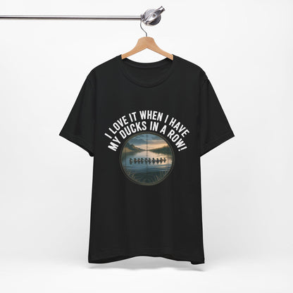 Playful Ducks in a Row Hunting T-Shirt - Mens Short Sleeve Tee, Funny Gift for Animal Lovers, Casual Wear, Birthday, Humor