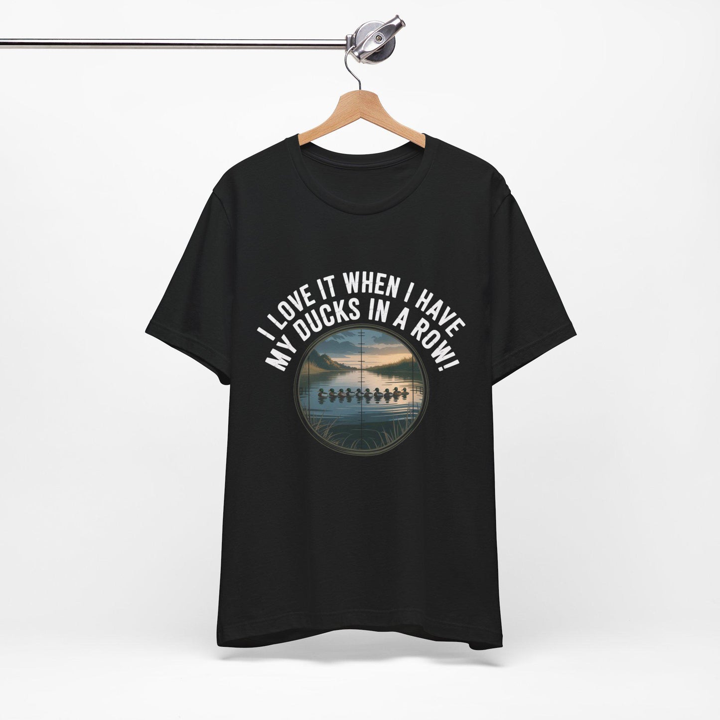 Playful Ducks in a Row Hunting T-Shirt - Mens Short Sleeve Tee, Funny Gift for Animal Lovers, Casual Wear, Birthday, Humor