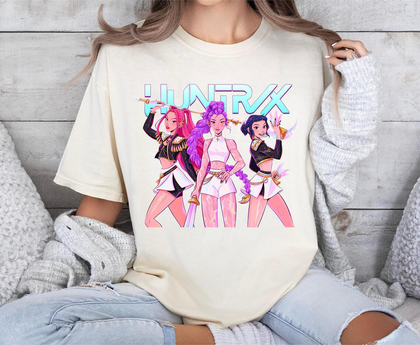 Huntrix shirt demon hunters shirt huntrix girls t shirt mira rumi joey shirt demon hunter merch gift for kpop fan kpop movie shirt anime tee