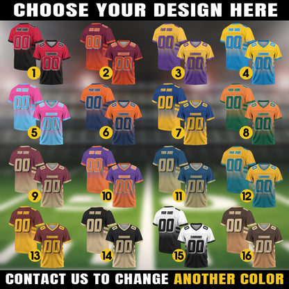 Custom Football Jersey for Men Women Youth Kid, Personalized Football fan Gift Add Team Name Number Logo, Short Sleeves V-Neck Shirt