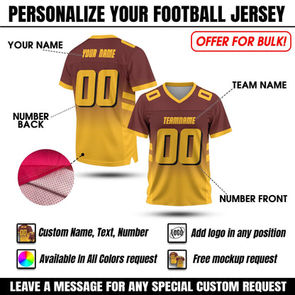 Custom Adult Youth Kids Football Jersey with Personalized Team Name number Player Team uniform Fan Jersey Concert Outfit Football Game Day
