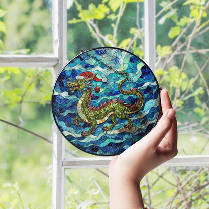 Suncatcher stained glass dragon design Christmas gift for mom Mothers Day gift