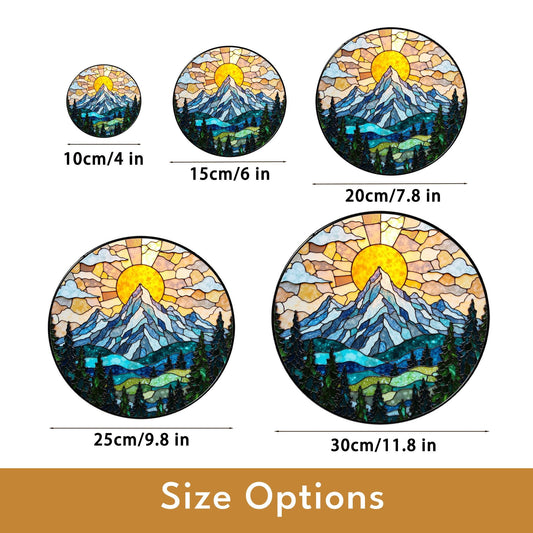 Suncatcher stained glass mountain sunrise landscape gift for mom Mother’s Day gift Christmas gift