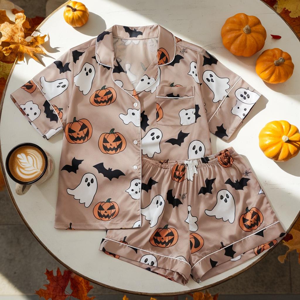 Halloween Pajamas, Halloween Pjs, Cute Ghost Halloween Pajamas, Fall Holiday Pajamas, Pumpkin Pajamas Set, Spooky Season Gift, Pumpkin Ghost