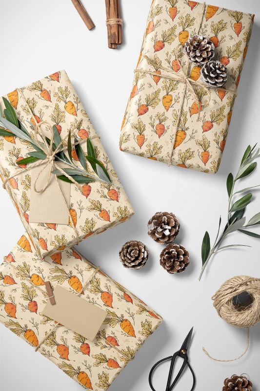 Farmers Market Wrapping Paper Roll Farmhouse Country Carrots Rustic Vegetables Eco Kitchen Organic Farm Fresh Gift Wrap #20