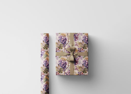 Farmers Market Wrapping Paper Roll Rustic Farmhouse Grapes Design Eco Friendly Country Kitchen Vineyard Fruit Gift Wrap #50