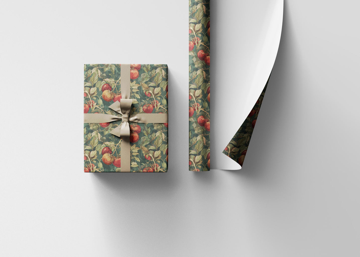 Farmers Market Wrapping Paper Roll Farm Fresh Tomatoes Illustration Rustic Country Veggies Eco Kitchen Organic Gift Wrap #16