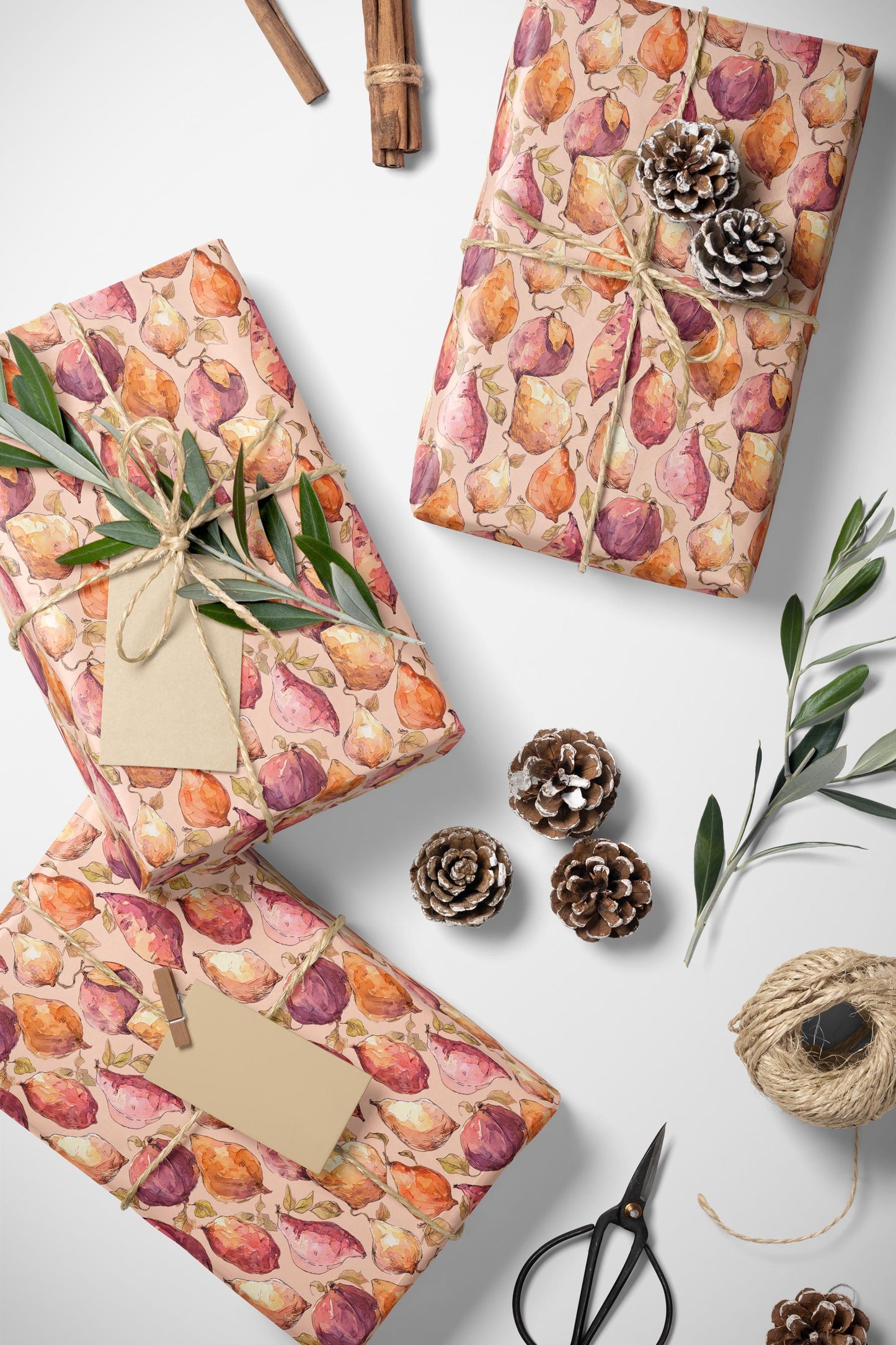 Sweet potato Farmers Market Wrapping Paper Roll Vintage Rustic Design Fruits and Veggies Eco Friendly #12