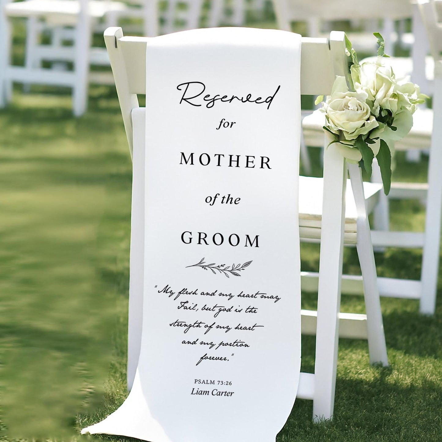 Mother of the Groom Reserved Chair Sign, Wedding Memorial Banner – Linen Remembrance Sign for Ceremony, Personalized Tribute Wedding Decor