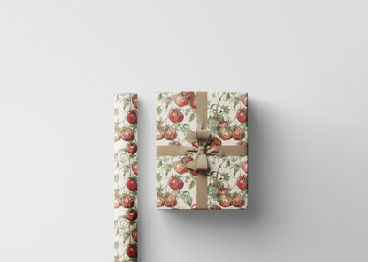 Farmers Market Wrapping Paper Roll Country Farmhouse Style Red Tomatoes Vegetables Rustic Kitchen Eco Organic Gift Wrap Design #15