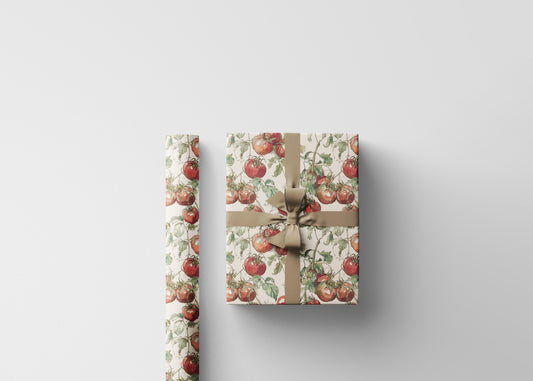 Farmers Market Wrapping Paper Roll Country Farmhouse Style Red Tomatoes Vegetables Rustic Kitchen Eco Organic Gift Wrap Design #15