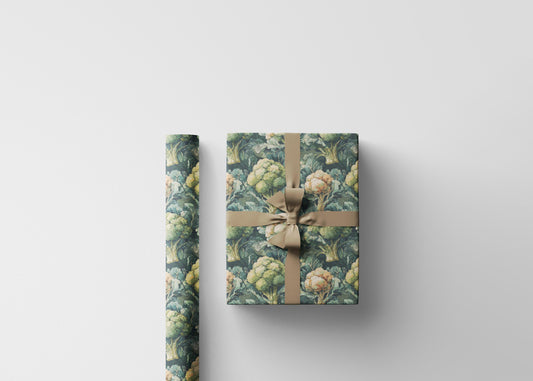 Farmers Market Wrapping Paper Roll Farm Fresh Broccoli Rustic Country Vegetables Eco Friendly Farmhouse Kitchen Gift Wrap #65