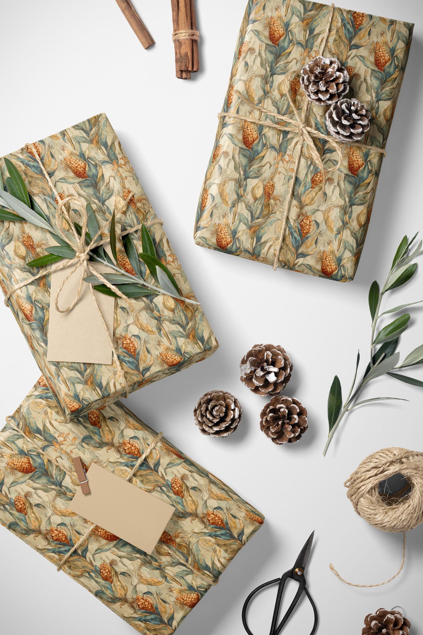 Farmers Market Wrapping Paper Roll Farm Fresh Corn Rustic Country Vegetables Eco Friendly Farmhouse Kitchen Gift Wrap #69
