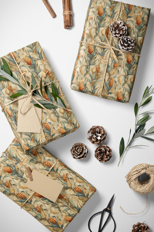 Farmers Market Wrapping Paper Roll Farm Fresh Corn Rustic Country Vegetables Eco Friendly Farmhouse Kitchen Gift Wrap #69