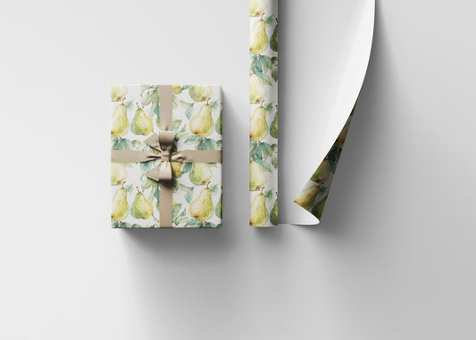Farmers Market Wrapping Paper Roll Farm Fresh Pears Rustic Country Fruit Eco Friendly Farmhouse Kitchen Organic Gift Wrap #62