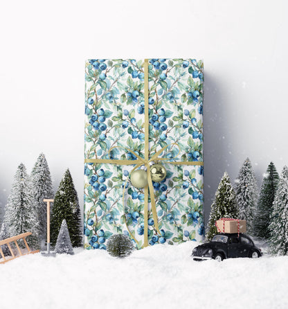 Farmers Market Wrapping Paper Roll Farm Fresh Blueberries Rustic Country Fruit Eco Friendly Farmhouse Kitchen Organic Gift Wrap #79