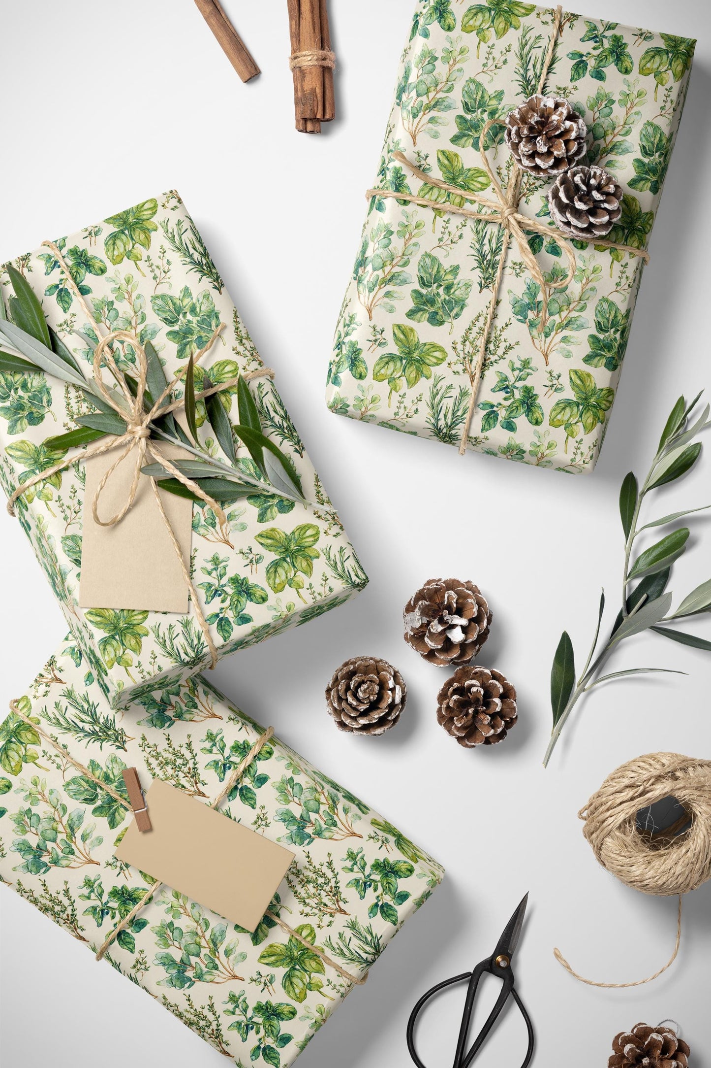 Farmers Market Wrapping Paper Roll Farmhouse Rustic Herbs Theme Eco Friendly Country Kitchen Basil Rosemary Gift Wrap #57