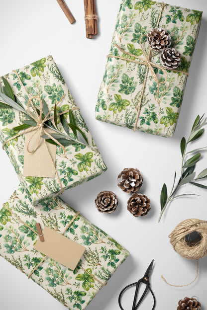 Farmers Market Wrapping Paper Roll Farmhouse Rustic Herbs Theme Eco Friendly Country Kitchen Basil Rosemary Gift Wrap #57