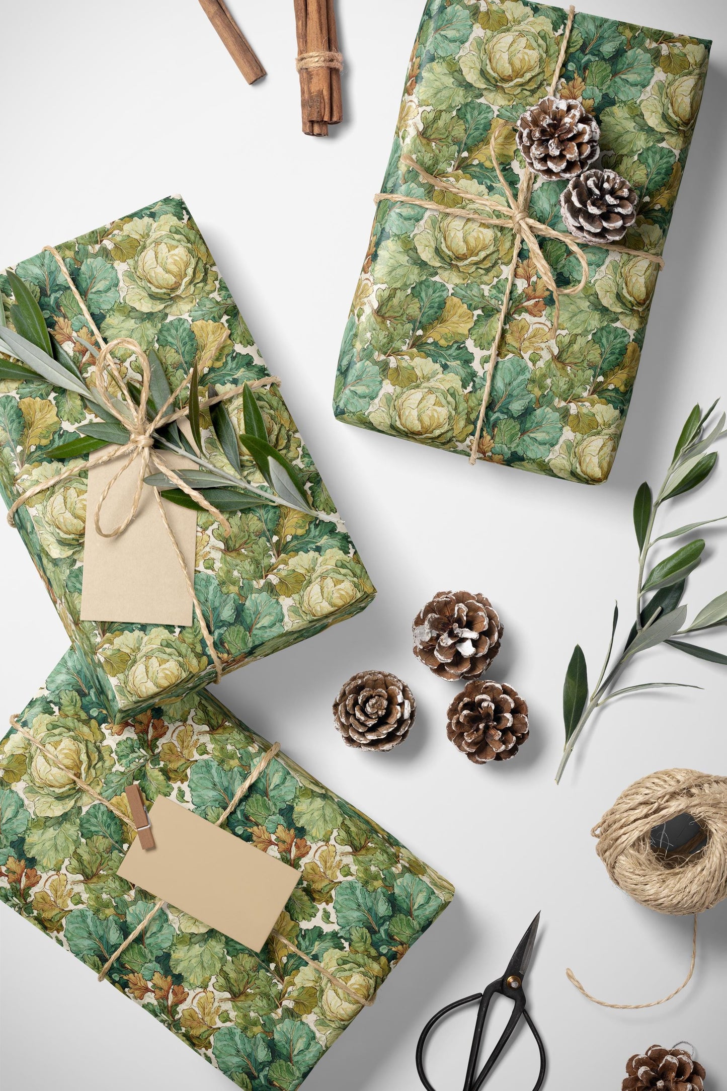 Farmers Market Wrapping Paper Roll Farm Fresh Leafy Greens Kale Rustic Country Vegetables Eco Friendly Kitchen Gift Wrap #73